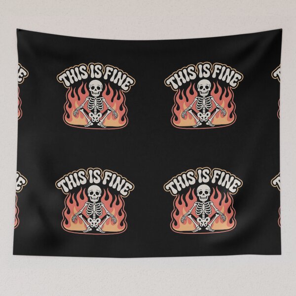 Item preview, This Is Fine Funny Skeleton Fire Meme Gothic Humor Design designed and sold by Raw Tigers.