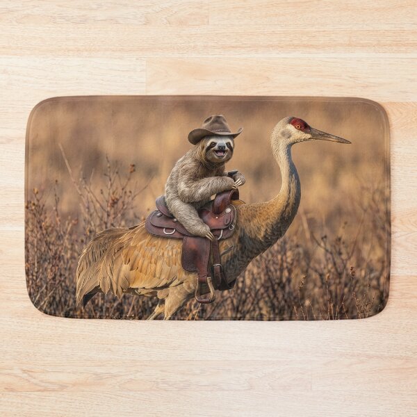 Item preview, Happy Sloth Saddles Up His Trusty Crane designed and sold by Tridentulus.