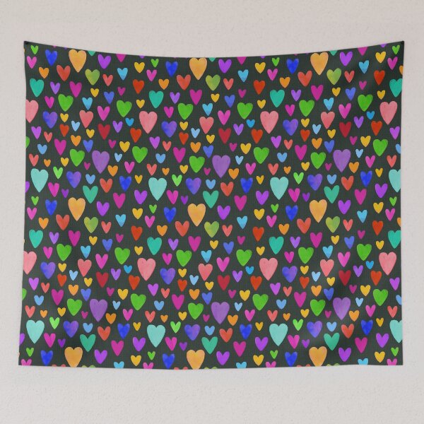 Item preview, Hand painted watercolor hearts in dark rainbow pride designed and sold by lauragraves.