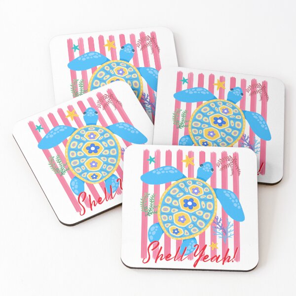 Item preview, Shell Yeah Preppy Sea Turtle Retro Pink Summer designed and sold by VibranPalette.