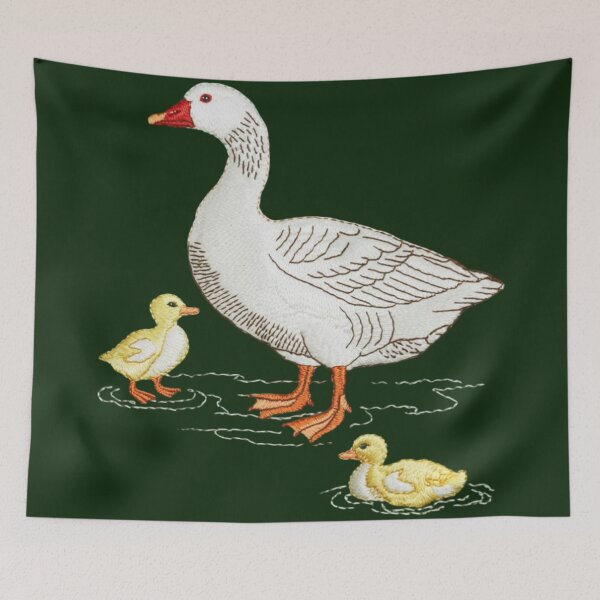 Item preview, a large white goose and two small yellow ducklings designed and sold by 123ks.
