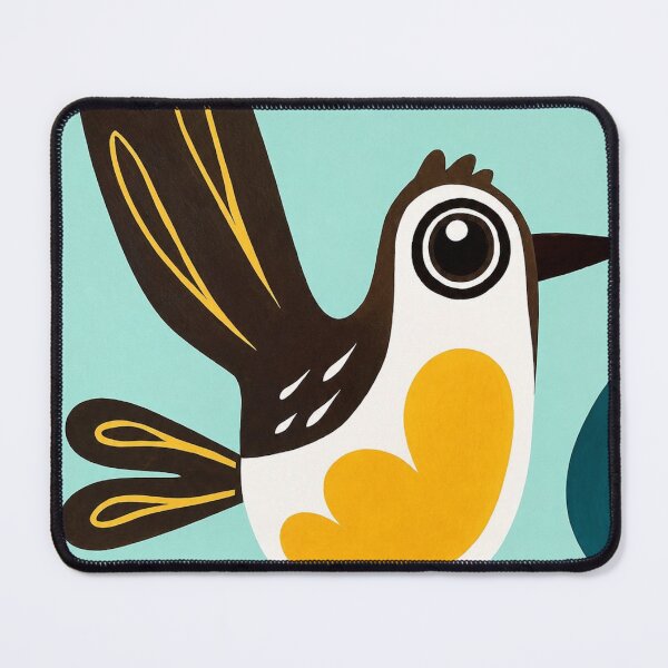 Item preview, Yellow Folk Bird on Aqua Branch | Minimal Bird Art designed and sold by Filora Atelier .