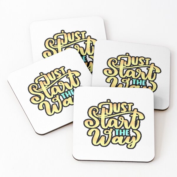 Item preview, Just Start The Way Typography Gold Cyan Motivation designed and sold by AstronautMerch.