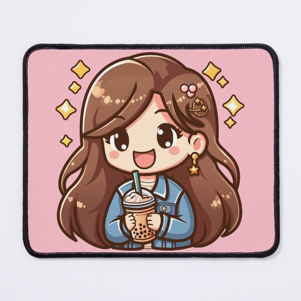 Item preview, Happy, smiling girl drinking bubble tea designed and sold by ArteDelCine.