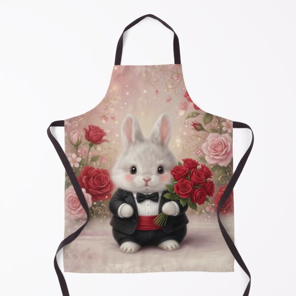 Item preview, Gentleman White Bunny in Tuxedo Holding Red Roses designed and sold by lovelistivkaa.