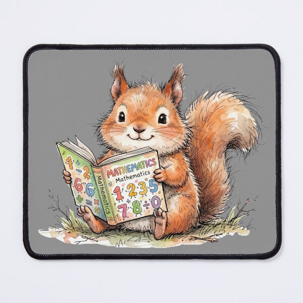 Item preview, Cute Watercolor Squirrel Reading Mathematics Book Art designed and sold by BreezifyDesignStudio.