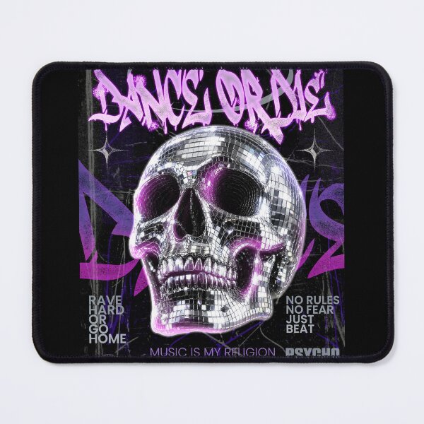 Item preview, Dance Or Die Disco Skull – Rave Cyberpunk Graffiti Art designed and sold by homework store.