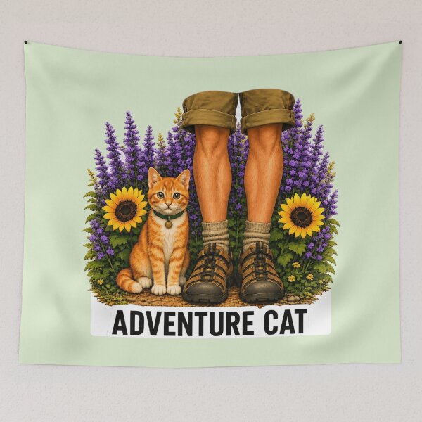 Item preview, Adventure Cat with Hiking Dad Outdoors with Flowers designed and sold by Northcrest Co..