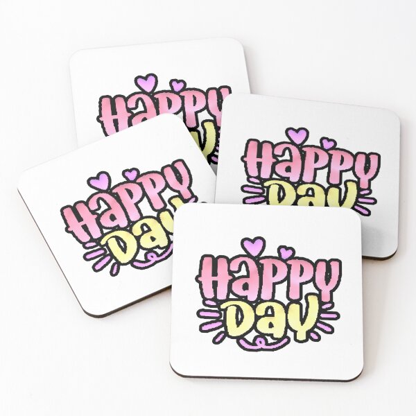 Item preview, Happy Day Typography Cute Pink Yellow Hearts designed and sold by AstronautMerch.