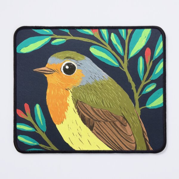 Item preview, Robin Bird with Flower | Dark Botanical Bird Art designed and sold by Filora Atelier .