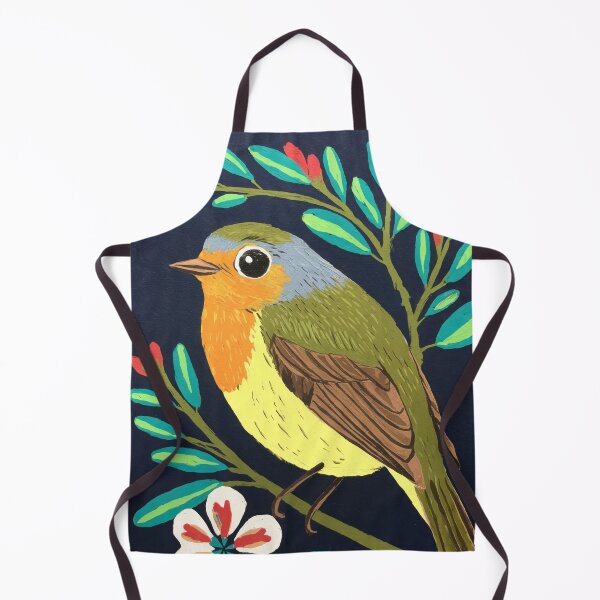 Item preview, Robin Bird with Flower | Dark Botanical Bird Art designed and sold by Filora Atelier .
