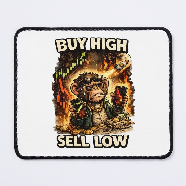 Item preview, Buy High Sell Low Funny Crypto Monkey Bitcoin Meme designed and sold by DryHumorPrints.