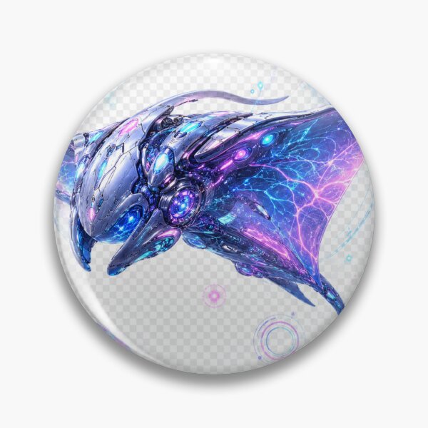 Item preview, Wave Halo 2124 Cyber Manta Ray – Neon Biomechanical Ocean Guardian Design designed and sold by FusiTink.