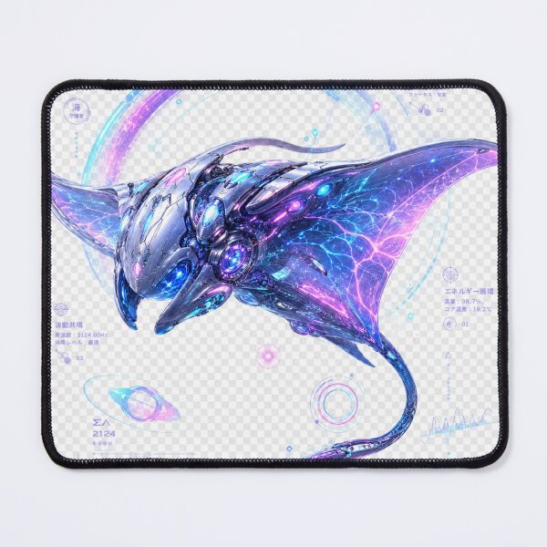 Item preview, Wave Halo 2124 Cyber Manta Ray – Neon Biomechanical Ocean Guardian Design designed and sold by FusiTink.