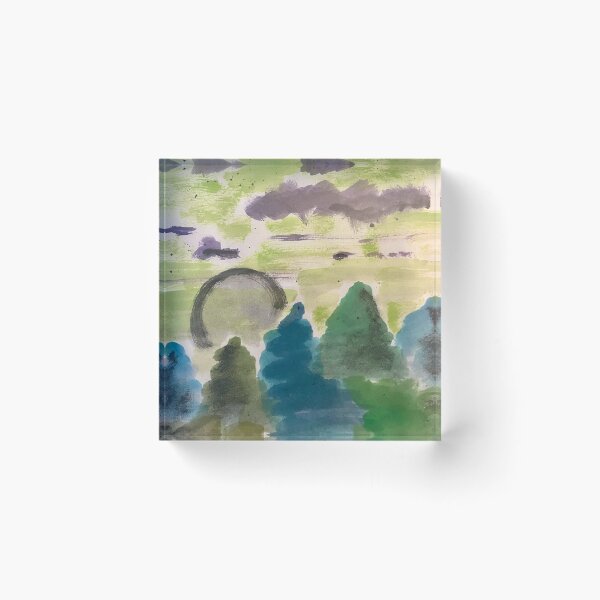Item preview, Paper Moon Over Pines - Watercolor Nature Art  designed and sold by JamesDArting.