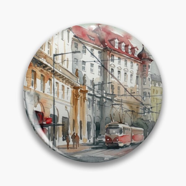 Item preview, Prague Street Tram Watercolor designed and sold by caracatita75.