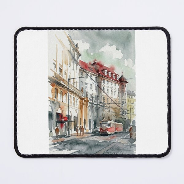 Item preview, Prague Street Tram Watercolor designed and sold by caracatita75.