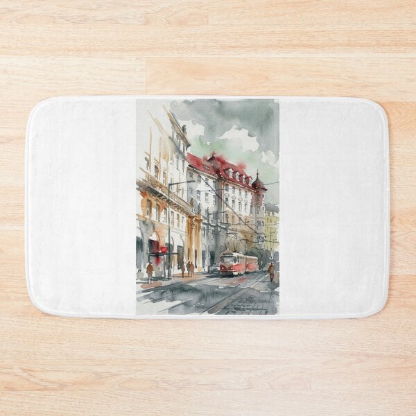 Item preview, Prague Street Tram Watercolor designed and sold by caracatita75.
