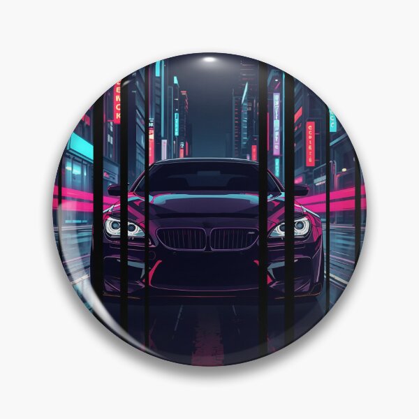 Item preview, B.W M6 sideways cyberpunk neon city, high contrast colors, cinematic lighting, bold vector illustration 30 designed and sold by Neon G.