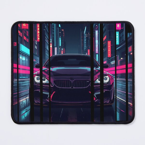 Item preview, B.W M6 sideways cyberpunk neon city, high contrast colors, cinematic lighting, bold vector illustration 30 designed and sold by Neon G.