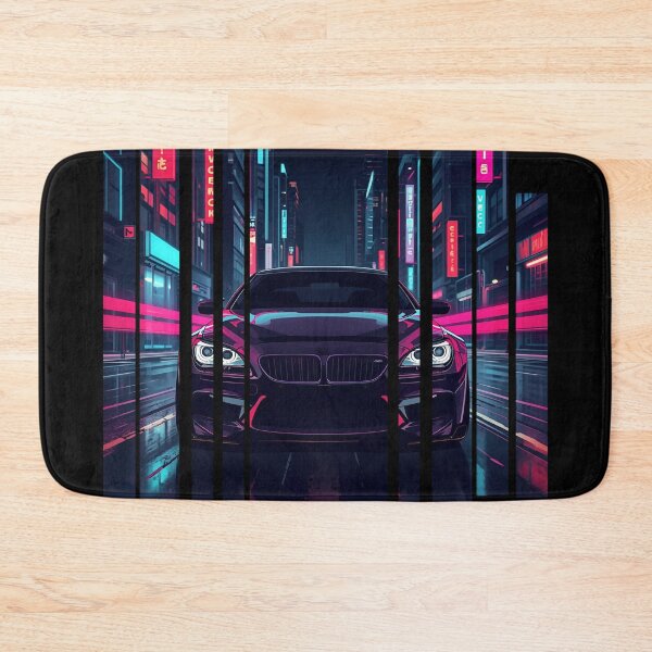 Item preview, B.W M6 sideways cyberpunk neon city, high contrast colors, cinematic lighting, bold vector illustration 30 designed and sold by Neon G.