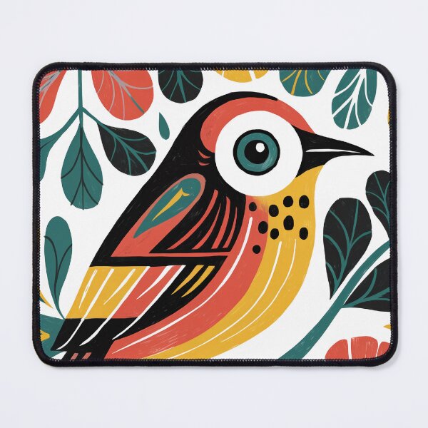 Item preview, Colorful Folk Bird with Flowers | Whimsical Bird Art designed and sold by Filora Atelier .