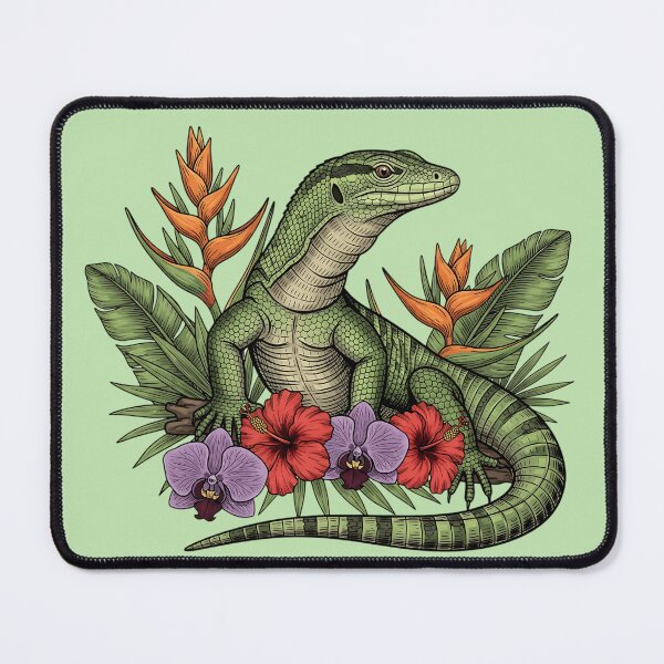 Item preview, Botanical Emerald Tree Monitor Tropical Jungle Art designed and sold by BirdsnStuff.