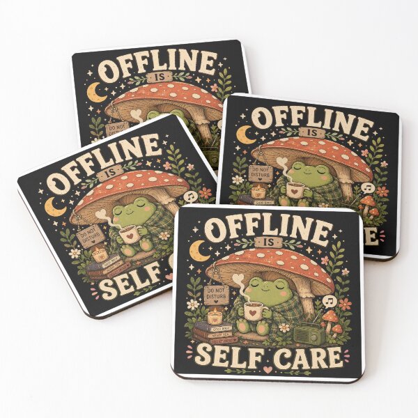 Item preview, Offline Is Self Care Cottagecore Frog T-Shirt designed and sold by Globivara Studio.