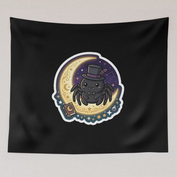 Item preview, Witchy Moon Spider - Kawaii Celestial Goth Sticker designed and sold by EnigmaticGoth.