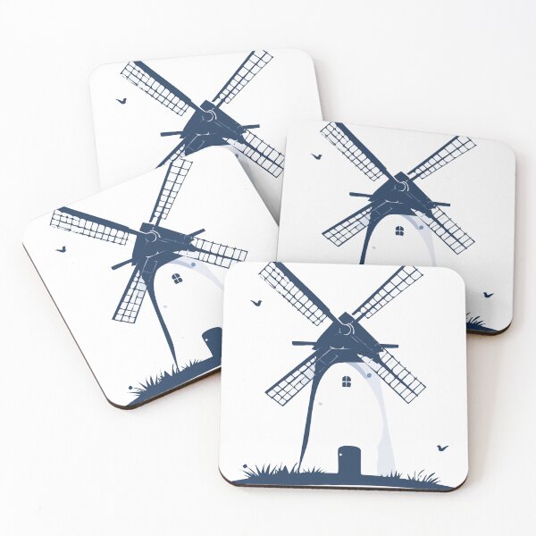 Item preview, Holland  Blue and White Windmill Illustration designed and sold by BetweenForms.