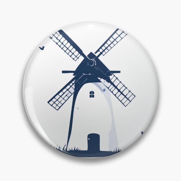 Item preview, Holland  Blue and White Windmill Illustration designed and sold by BetweenForms.