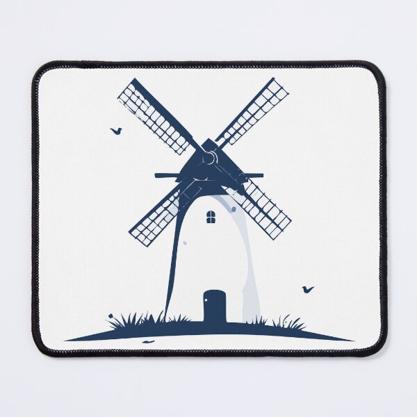 Item preview, Holland  Blue and White Windmill Illustration designed and sold by BetweenForms.