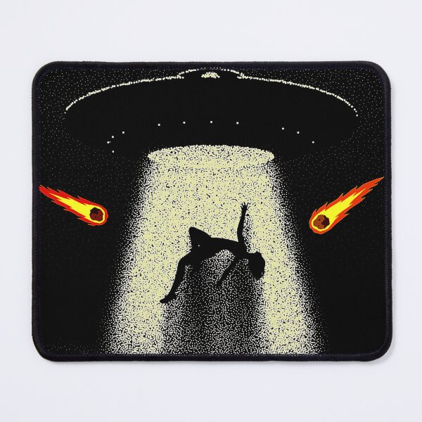 Item preview, Vintage UFO Alien Abduction with Flaming Meteors  designed and sold by FahdSpaceArt.
