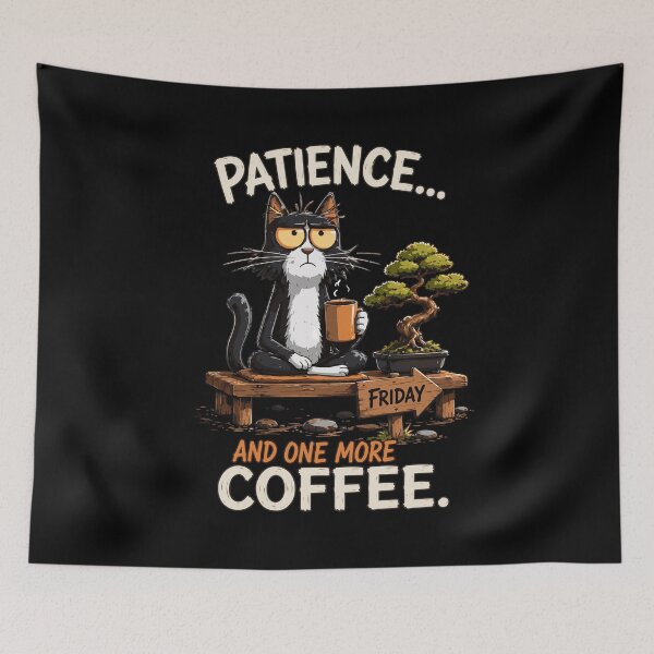 Item preview, Patience And Coffee Cat designed and sold by jodotodesign.