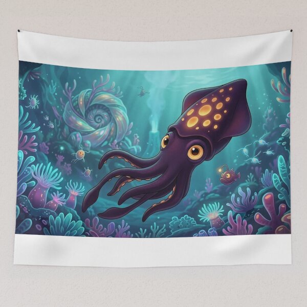 Item preview, Deep Sea Squid Whimsical Art designed and sold by AirCrayons27.