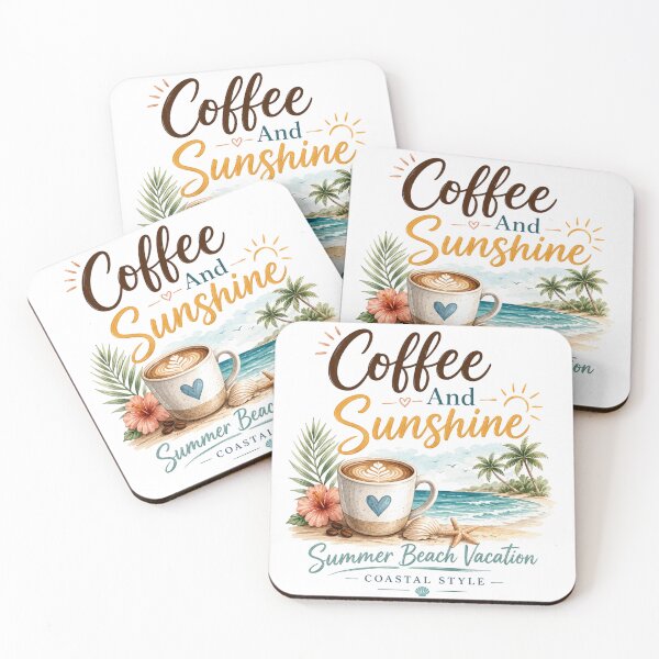 Item preview, Coffee And Sunshine Summer Beach Vacation Coastal Style Graphic designed and sold by Newthingzy.