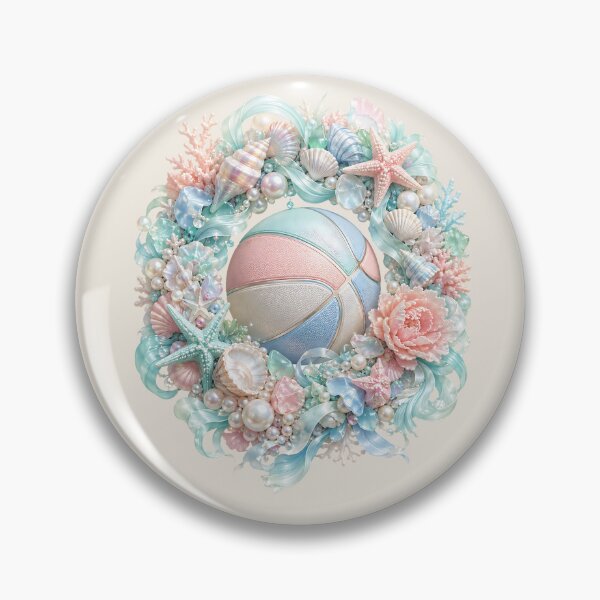 Item preview, Pastel Basketball Ocean Wreath Pearls Seashells Coastal Luxury designed and sold by MythicCotton.