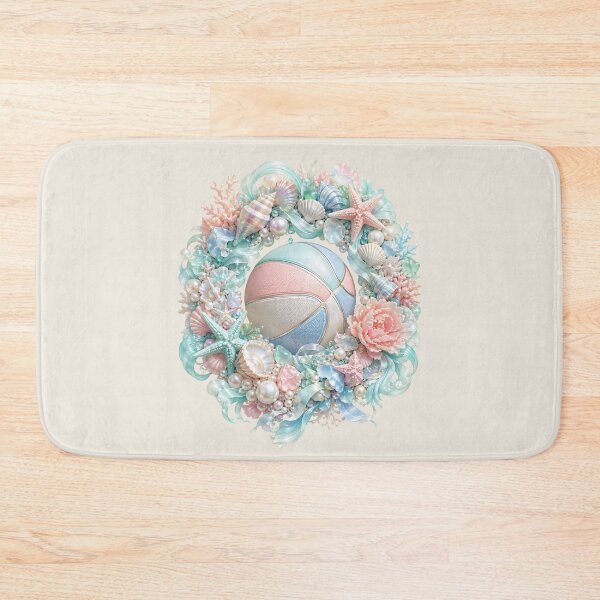 Item preview, Pastel Basketball Ocean Wreath Pearls Seashells Coastal Luxury designed and sold by MythicCotton.