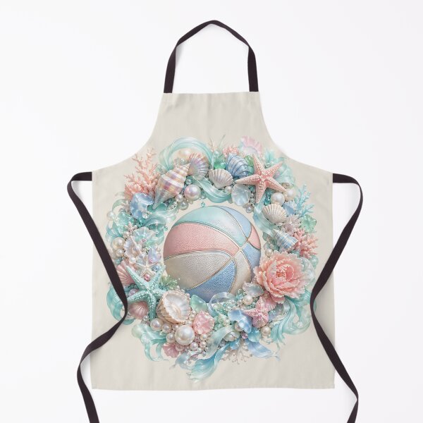Item preview, Pastel Basketball Ocean Wreath Pearls Seashells Coastal Luxury designed and sold by MythicCotton.