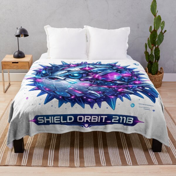 Item preview, Shield Orbit 2118 Cyber Pufferfish – Neon Biomechanical Defense Unit Design designed and sold by FusiTink.