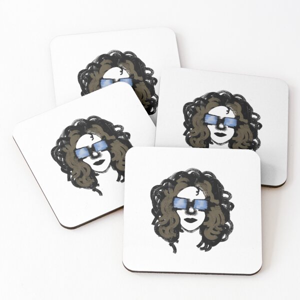 Item preview, Woman with curly hair wearing sunglasses designed and sold by Mermaso Art.