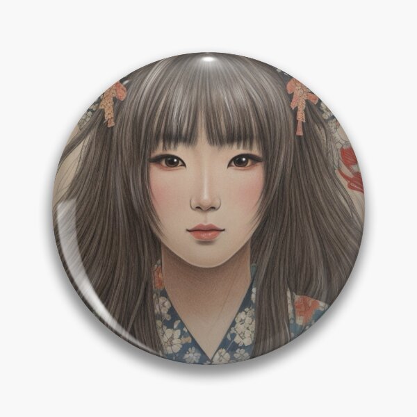 Item preview, Japanese Girl in Floral Kimono | Elegant Japanese Art Print designed and sold by Skayana.