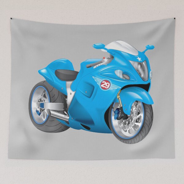 Item preview, Blue Hayabusa Style Fat Tire Street Bike Motorcycle designed and sold by Pro29Graphics.