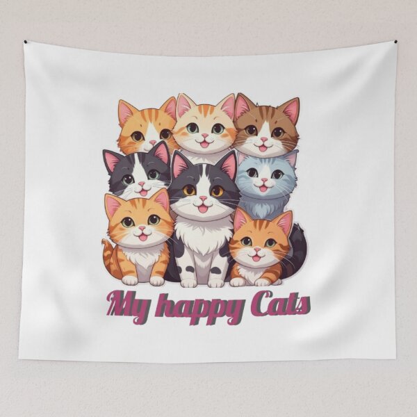 Item preview, My Happy Cats – Cute Kawaii Cat Lover Design | Adorable Cartoon Cats Gift designed and sold by PrintforDesign.