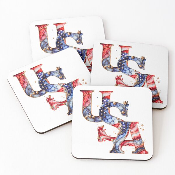 Item preview, Patriotic USA Letters – Alcohol Ink American Flag Art designed and sold by asudesign.