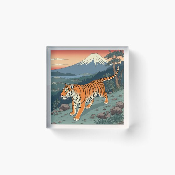 Item preview, Japanese tiger next to mount fuji designed and sold by Atlantico54.
