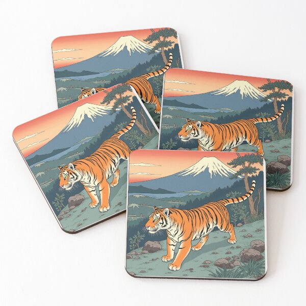 Item preview, Japanese tiger next to mount fuji designed and sold by Atlantico54.