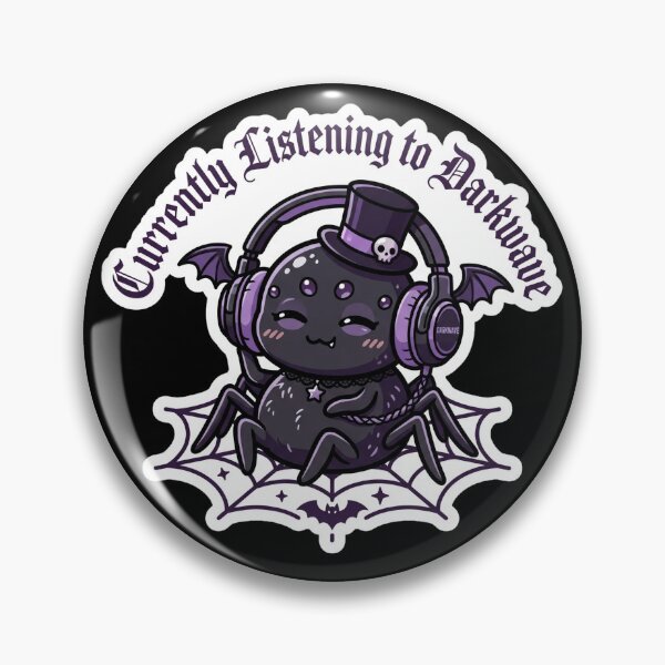 Item preview, Currently Listening to Darkwave - Kawaii Goth Spider Sticker designed and sold by EnigmaticGoth.