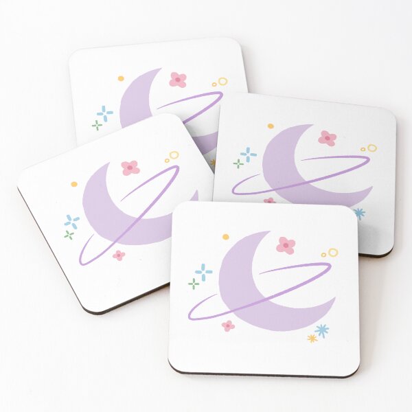 Item preview, Pastel Moon with Planet Ring and Flowers Illustration designed and sold by BitDoodle.