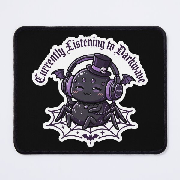 Item preview, Currently Listening to Darkwave - Kawaii Goth Spider Sticker designed and sold by EnigmaticGoth.